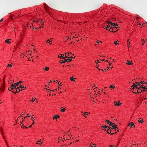 Old Navy Tshirt Boys 5T Red Dinosaurs Long Sleeve Crew Neck - Picture 3 of 6
